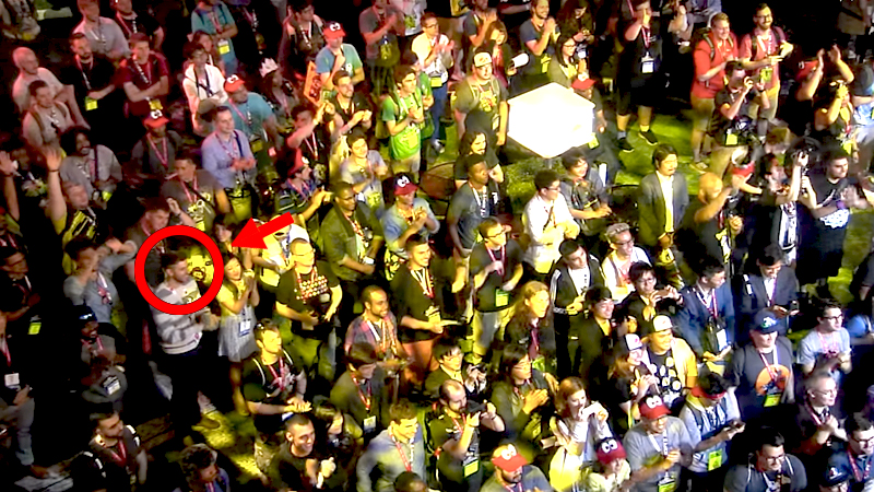 Kit (with Krysta, both of Nintendo Minute fame) watching the Nintendo ARMS event. Kit, if you’re reading this and single (and gay), we’re soul mates. Contact me.